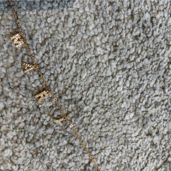 Gold Color Mary Letter Necklace 18 inch - Picture 7 of 9